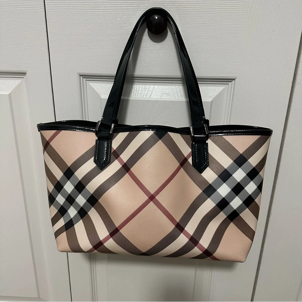 Burberry Supernova Check Bag Tote Coated Canvas‎ Luxury Style VGUC w/Dustbag - Picture 3 of 12